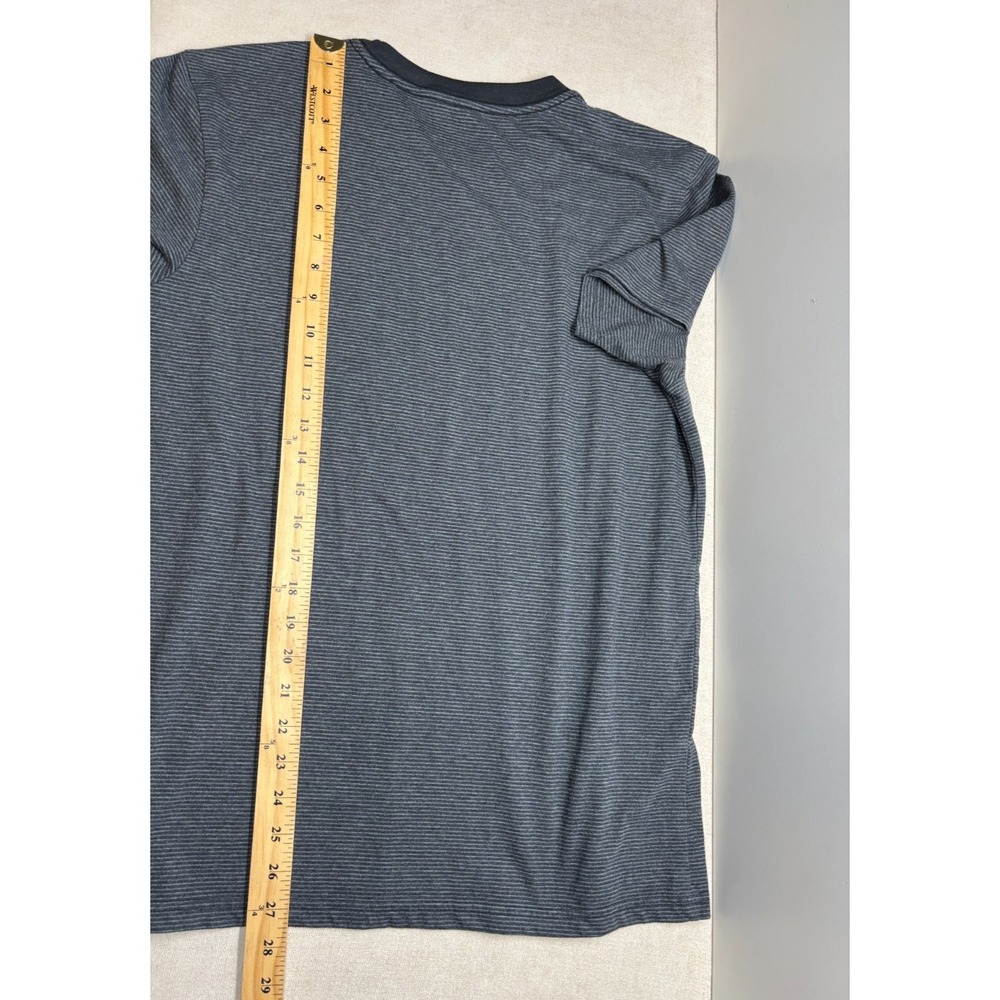 PrAna Tee Shirt Mens M Gray Striped Knit Short Sleeve Crewneck Pullover Hiking - Picture 7 of 8